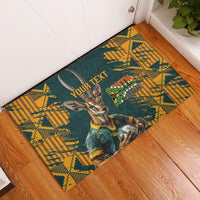 Custom South Africa Rugby Rubber Doormat The Springboks Mascot Sporty Version - Wonder Print Shop