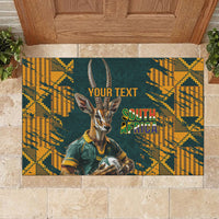 Custom South Africa Rugby Rubber Doormat The Springboks Mascot Sporty Version - Wonder Print Shop