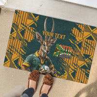 Custom South Africa Rugby Rubber Doormat The Springboks Mascot Sporty Version - Wonder Print Shop