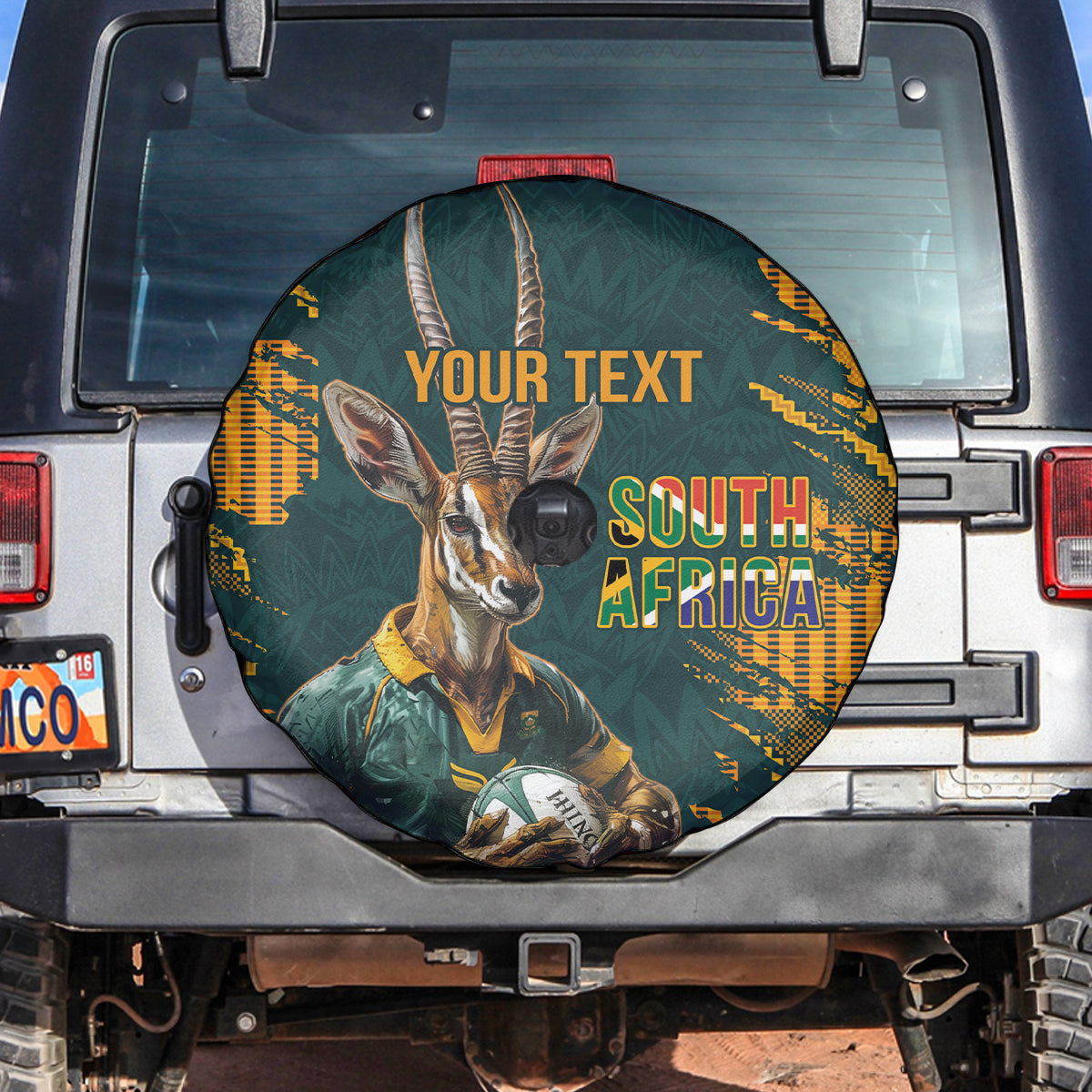 Custom South Africa Rugby Spare Tire Cover The Springboks Mascot Sporty Version