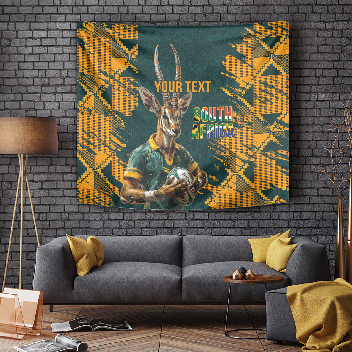 Custom South Africa Rugby Tapestry The Springboks Mascot Sporty Version - Wonder Print Shop