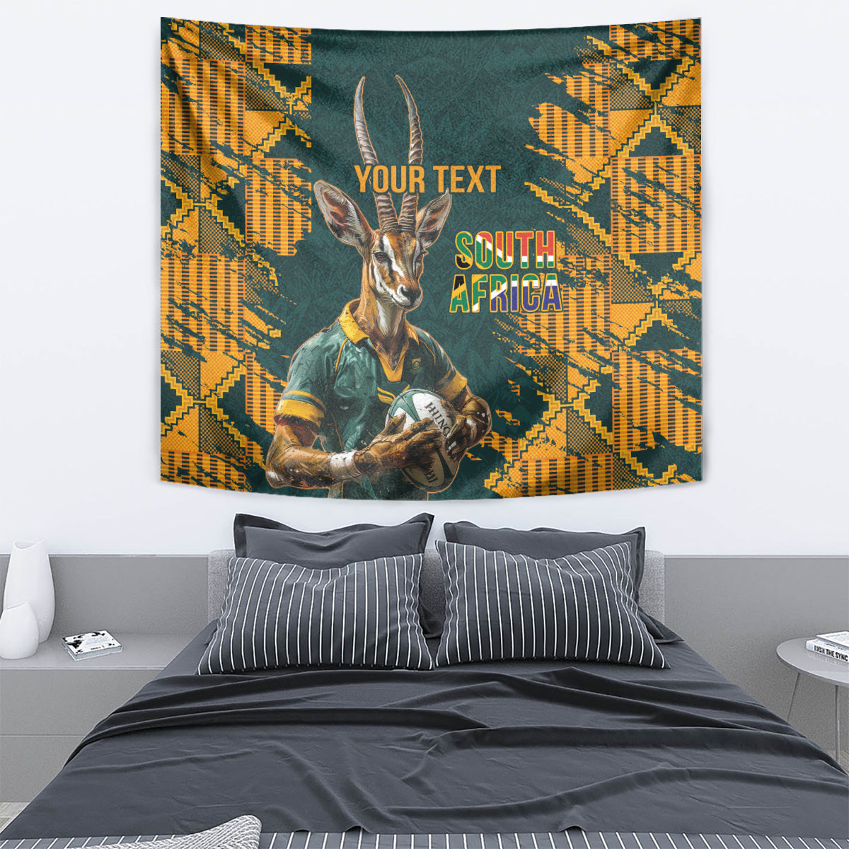 Custom South Africa Rugby Tapestry The Springboks Mascot Sporty Version - Wonder Print Shop