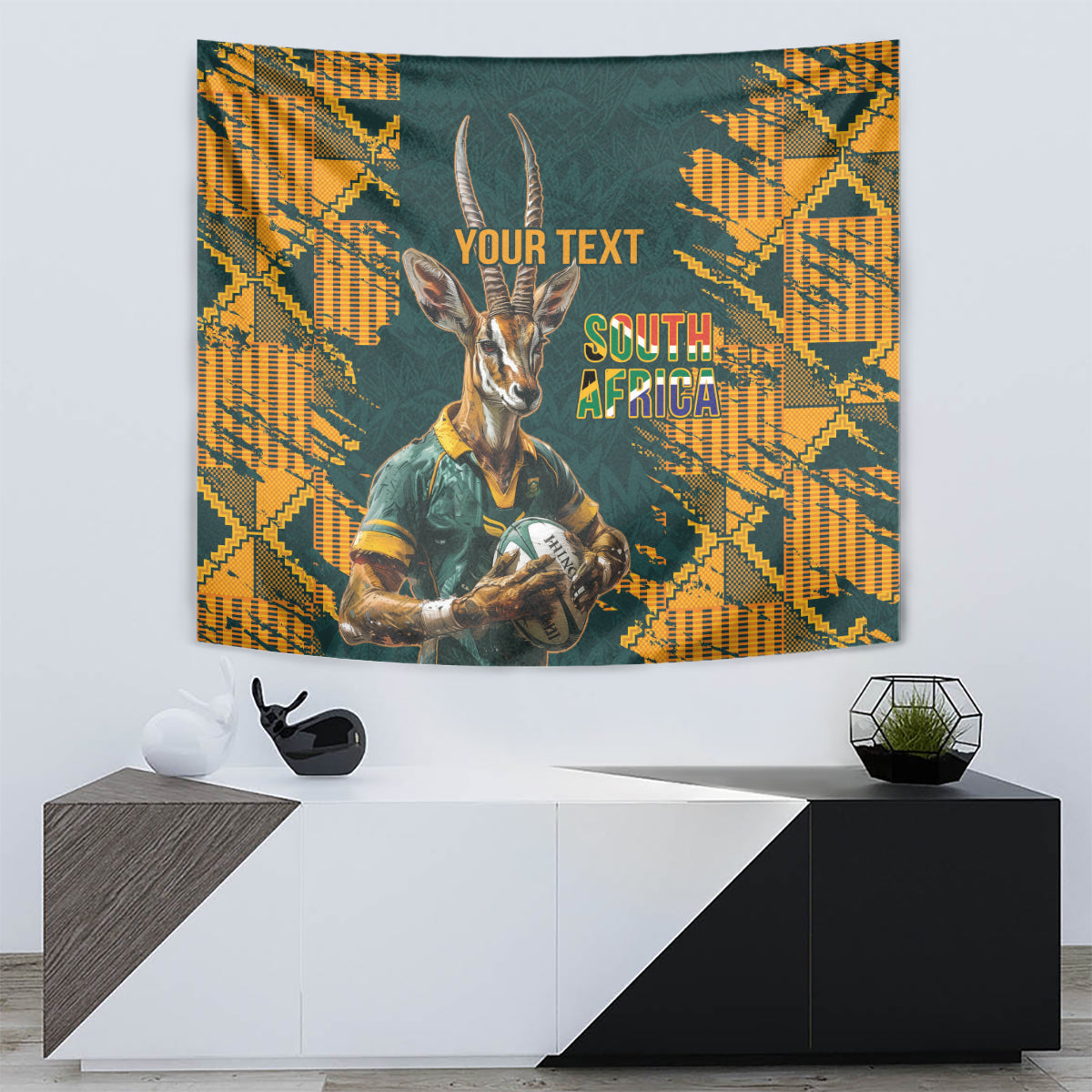 Custom South Africa Rugby Tapestry The Springboks Mascot Sporty Version - Wonder Print Shop