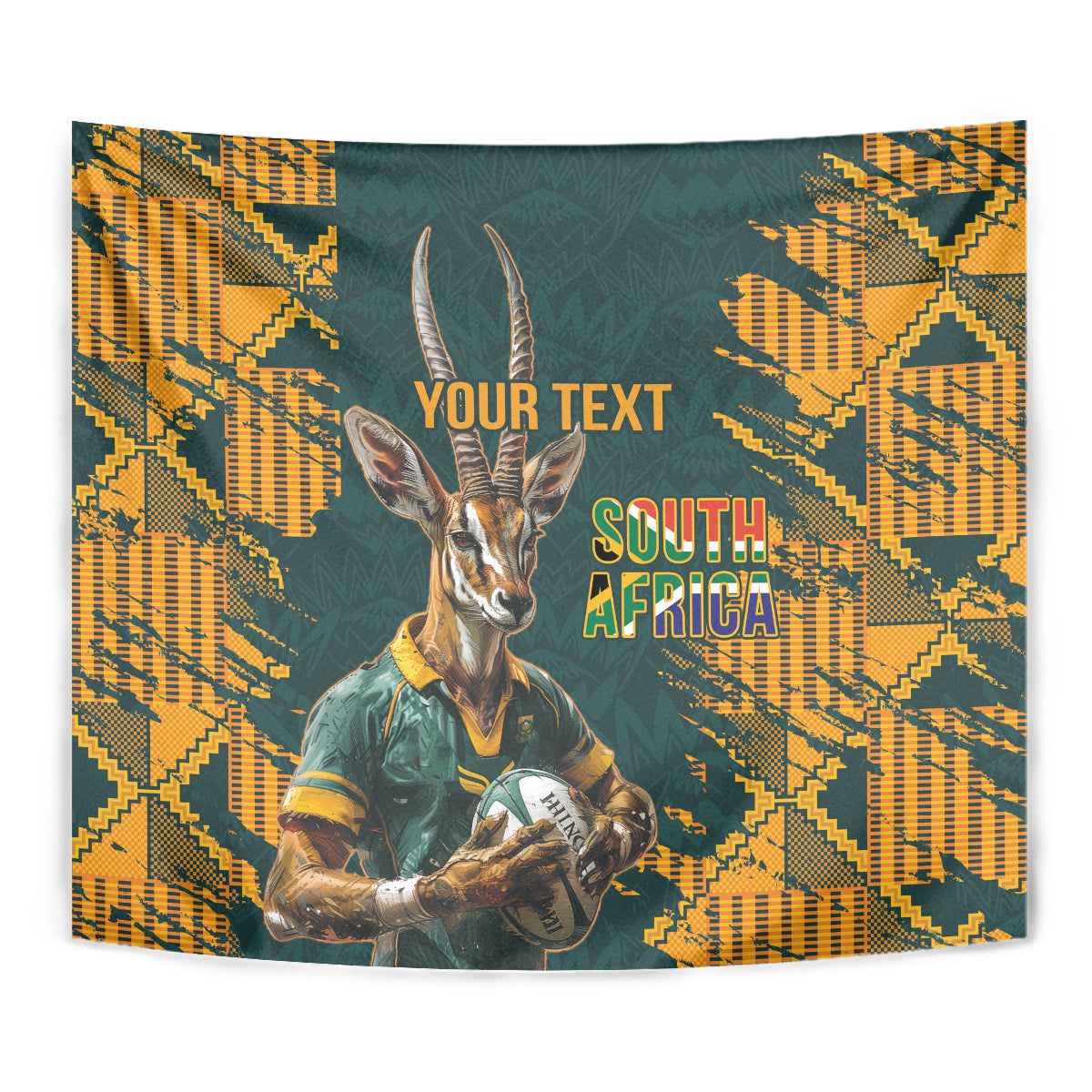 Custom South Africa Rugby Tapestry The Springboks Mascot Sporty Version - Wonder Print Shop
