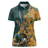 Custom South Africa Rugby Women Polo Shirt The Springboks Mascot Sporty Version - Wonder Print Shop