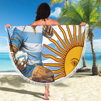 Custom Vamos Argentina Beach Blanket The Pumas Rugby Mascot Sporty Version LT9 - Wonder Print Shop