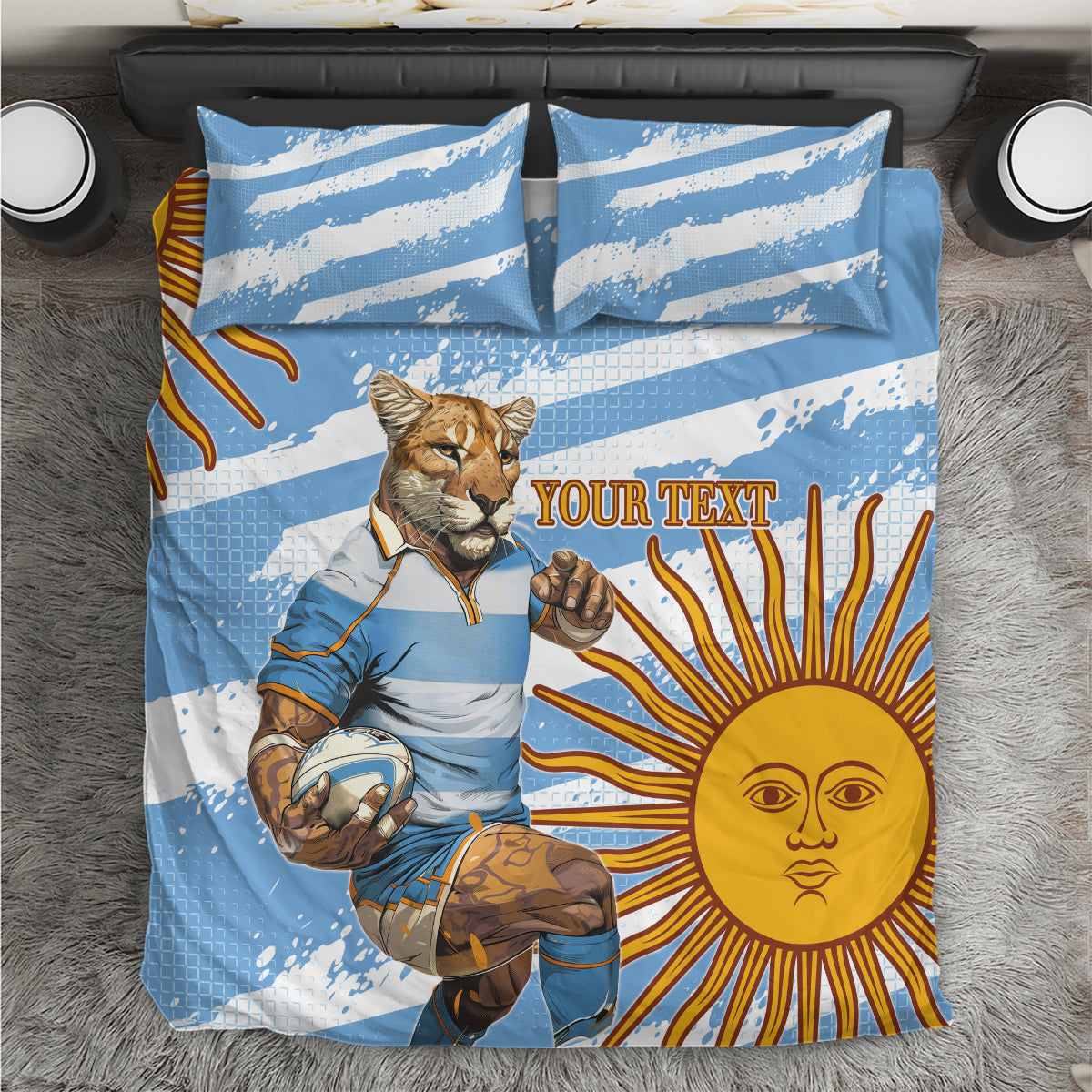 Custom Vamos Argentina Bedding Set The Pumas Rugby Mascot Sporty Version LT9 - Wonder Print Shop