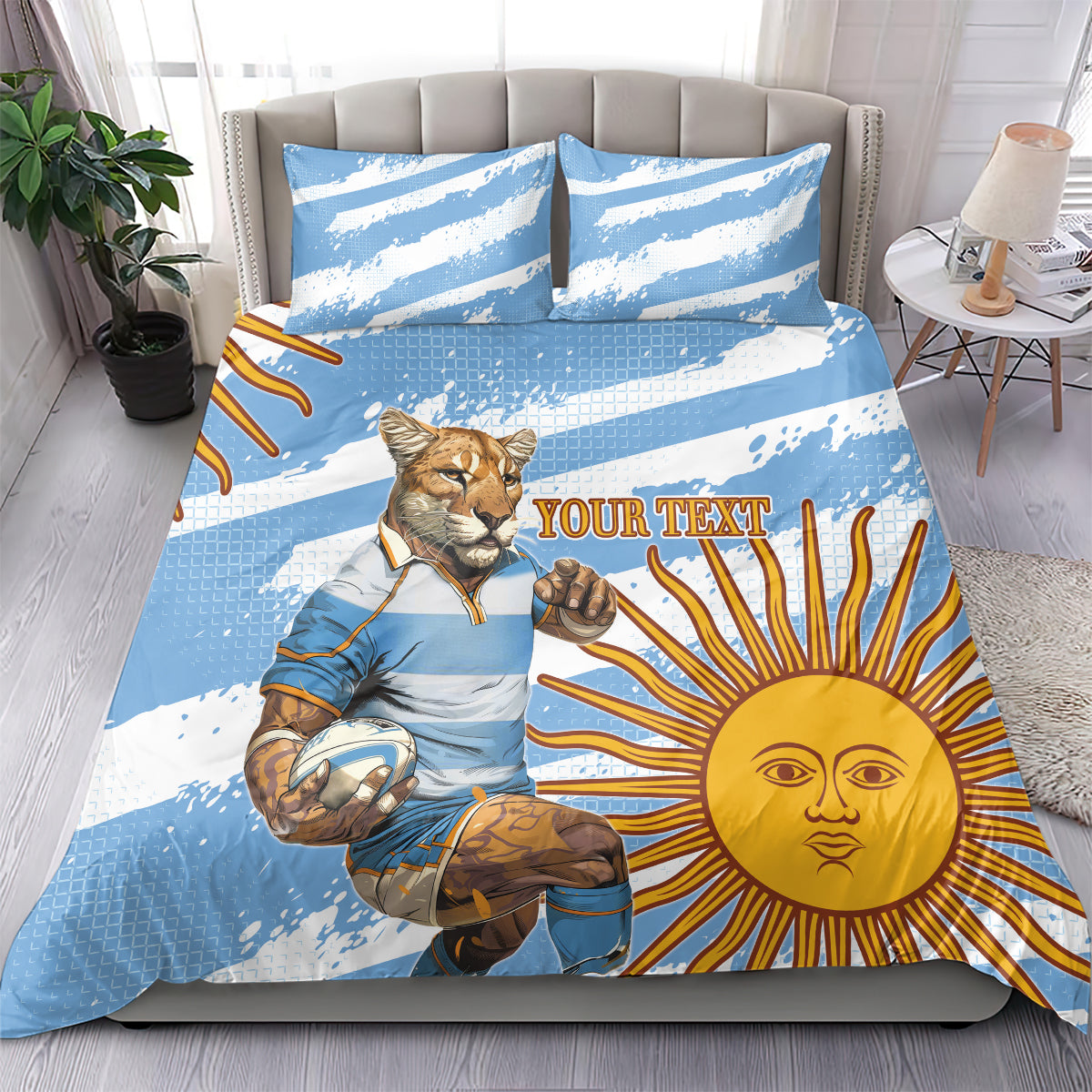 Custom Vamos Argentina Bedding Set The Pumas Rugby Mascot Sporty Version LT9 - Wonder Print Shop