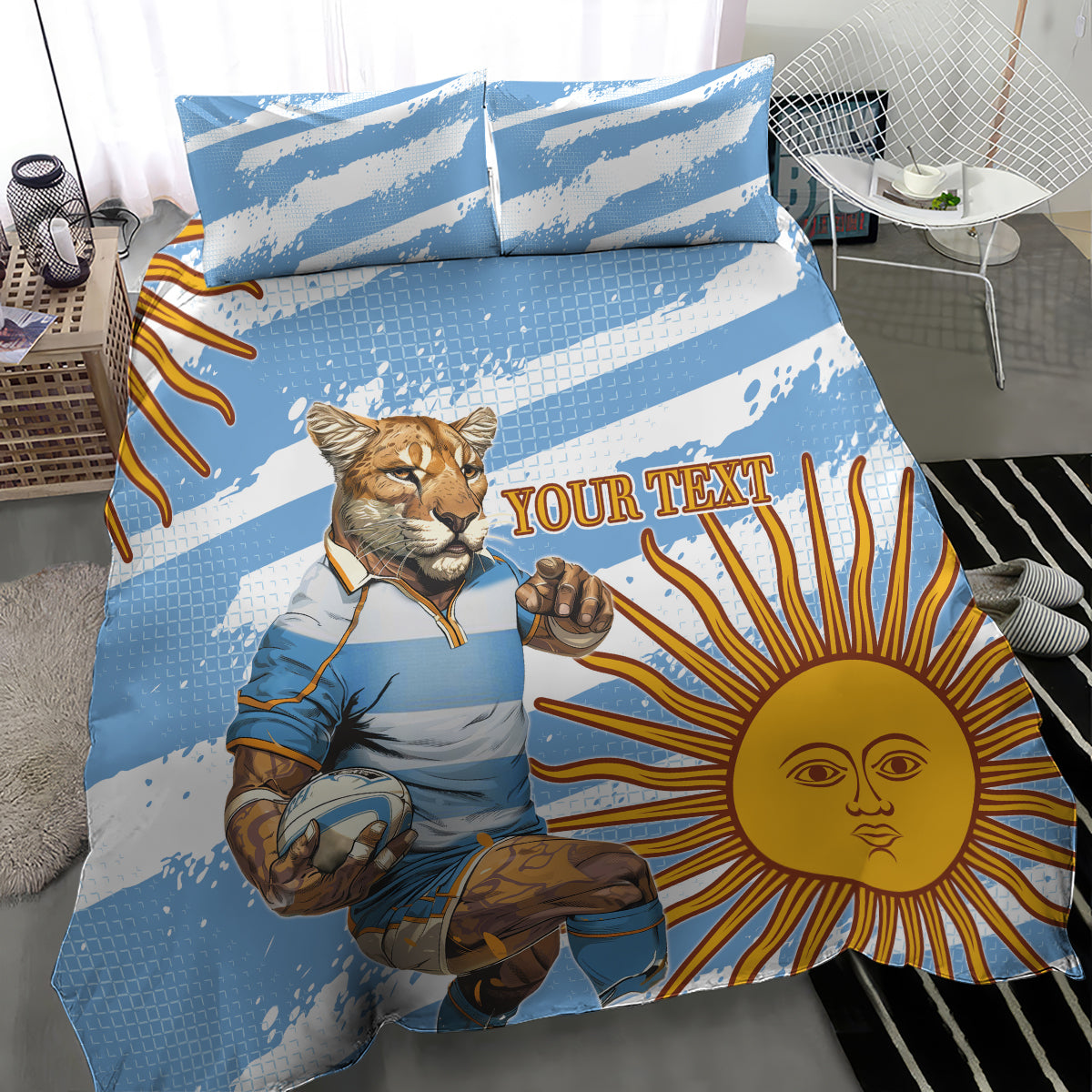 Custom Vamos Argentina Bedding Set The Pumas Rugby Mascot Sporty Version LT9 - Wonder Print Shop