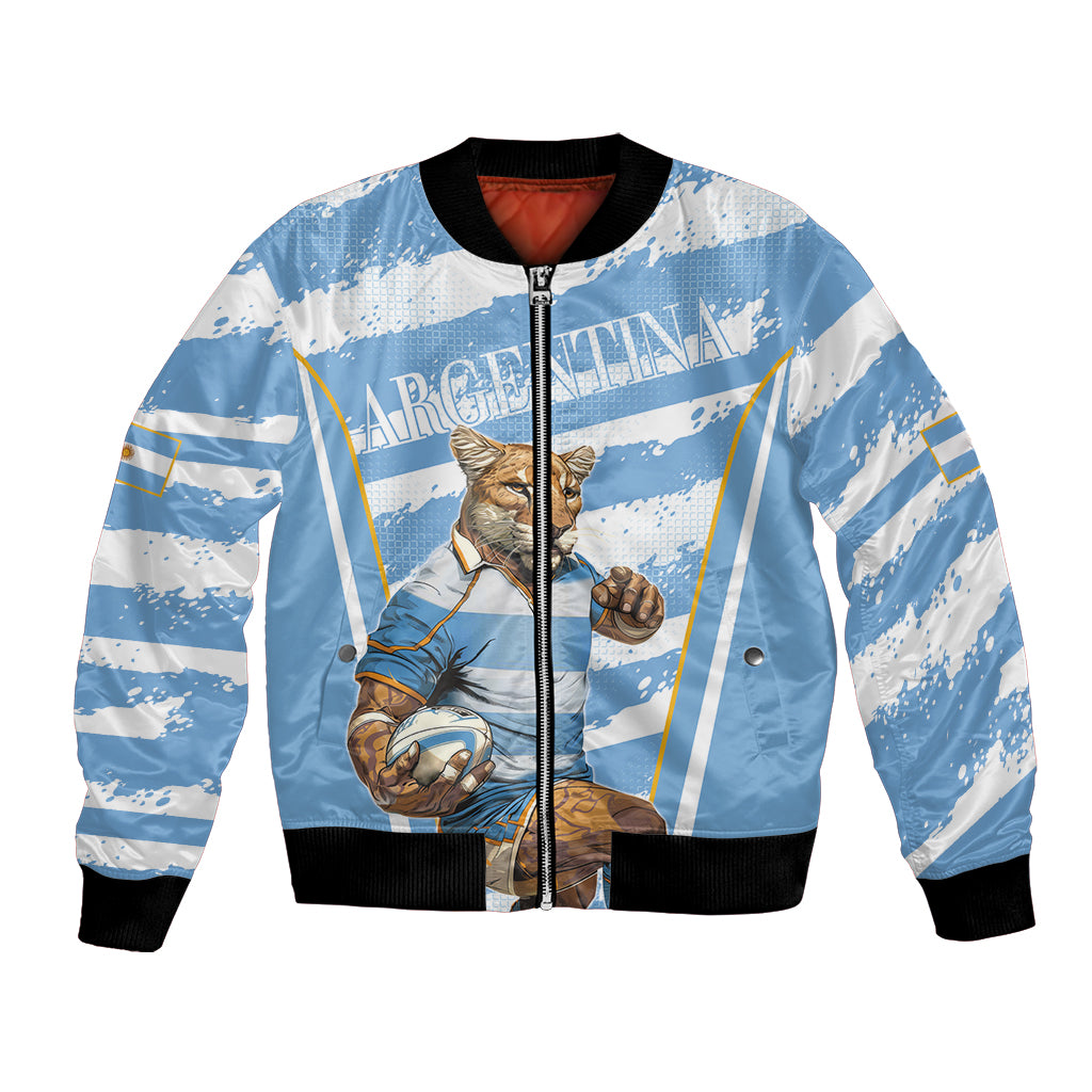 Custom Vamos Argentina Bomber Jacket The Pumas Rugby Mascot Sporty Version