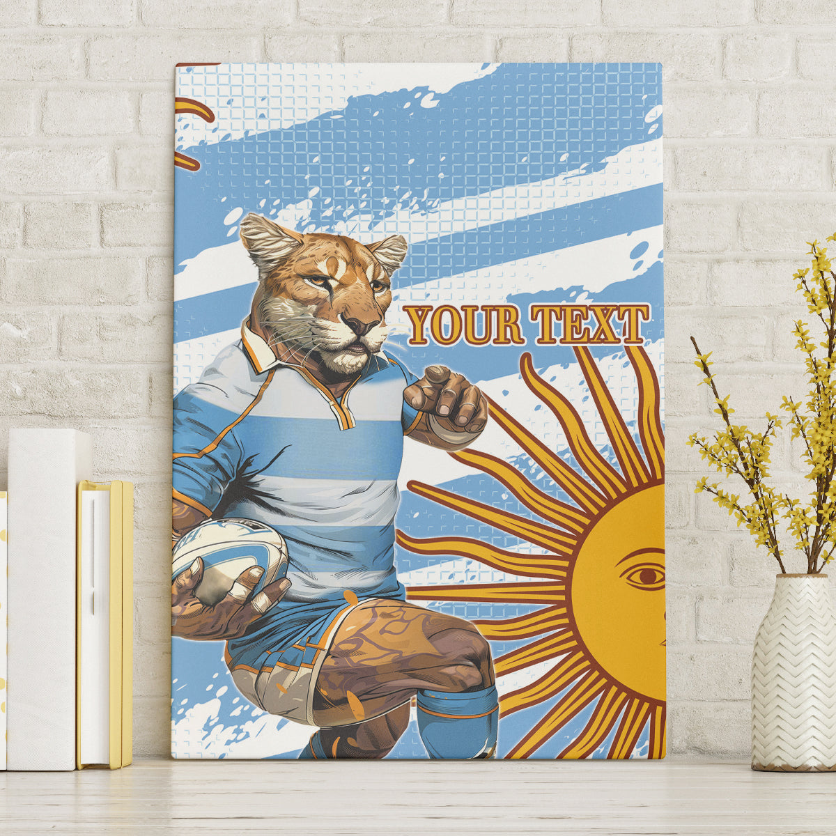 Custom Vamos Argentina Canvas Wall Art The Pumas Rugby Mascot Sporty Version LT9 - Wonder Print Shop