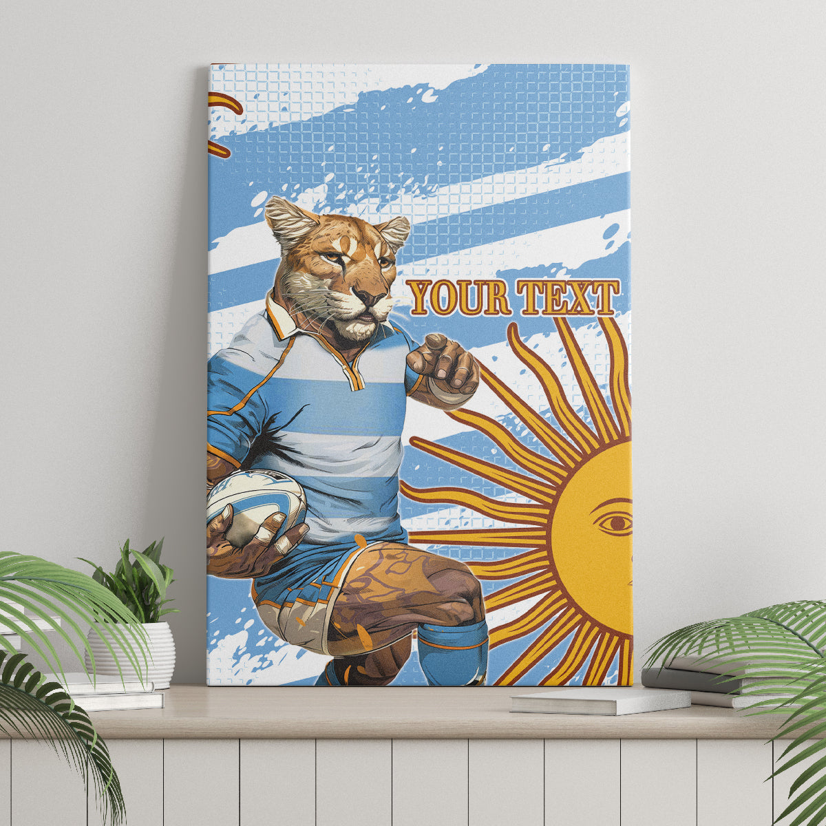 Custom Vamos Argentina Canvas Wall Art The Pumas Rugby Mascot Sporty Version LT9 - Wonder Print Shop