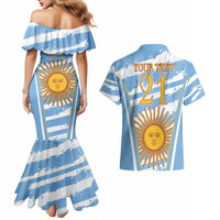 Custom Vamos Argentina Couples Matching Mermaid Dress and Hawaiian Shirt The Pumas Rugby Mascot Sporty Version LT9 - Wonder Print Shop