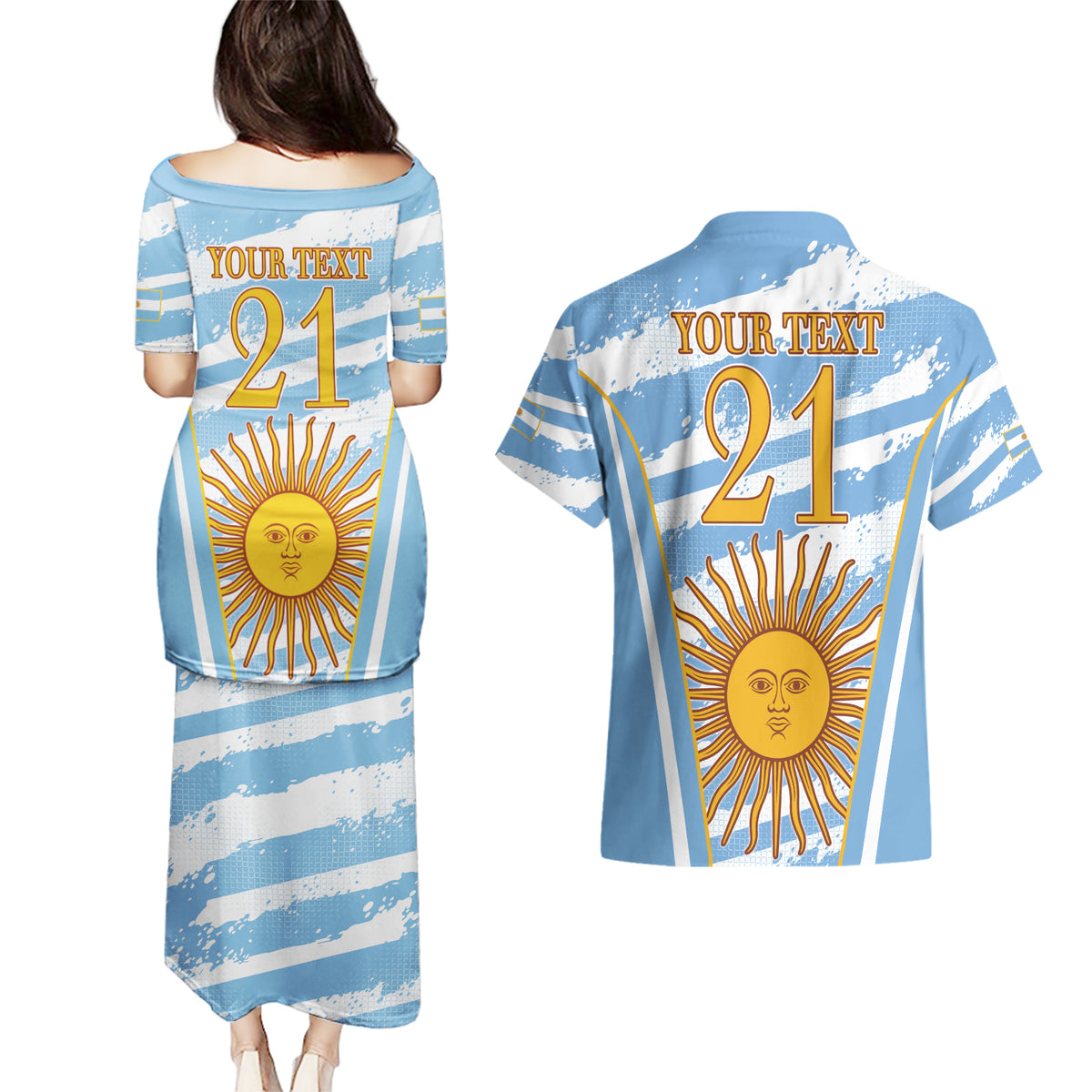 Custom Vamos Argentina Couples Matching Puletasi and Hawaiian Shirt The Pumas Rugby Mascot Sporty Version LT9 - Wonder Print Shop