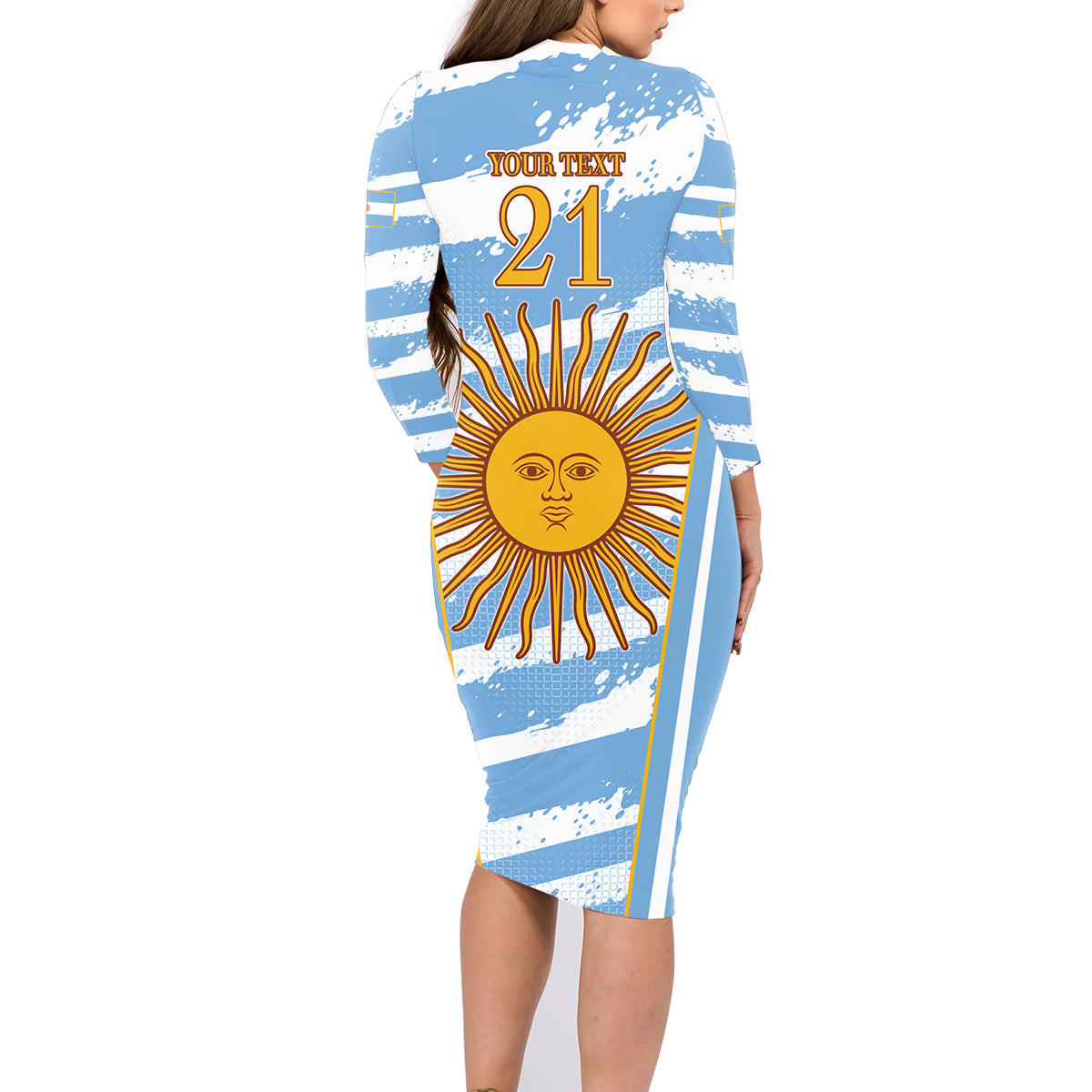Custom Vamos Argentina Family Matching Long Sleeve Bodycon Dress and Hawaiian Shirt The Pumas Rugby Mascot Sporty Version LT9 - Wonder Print Shop