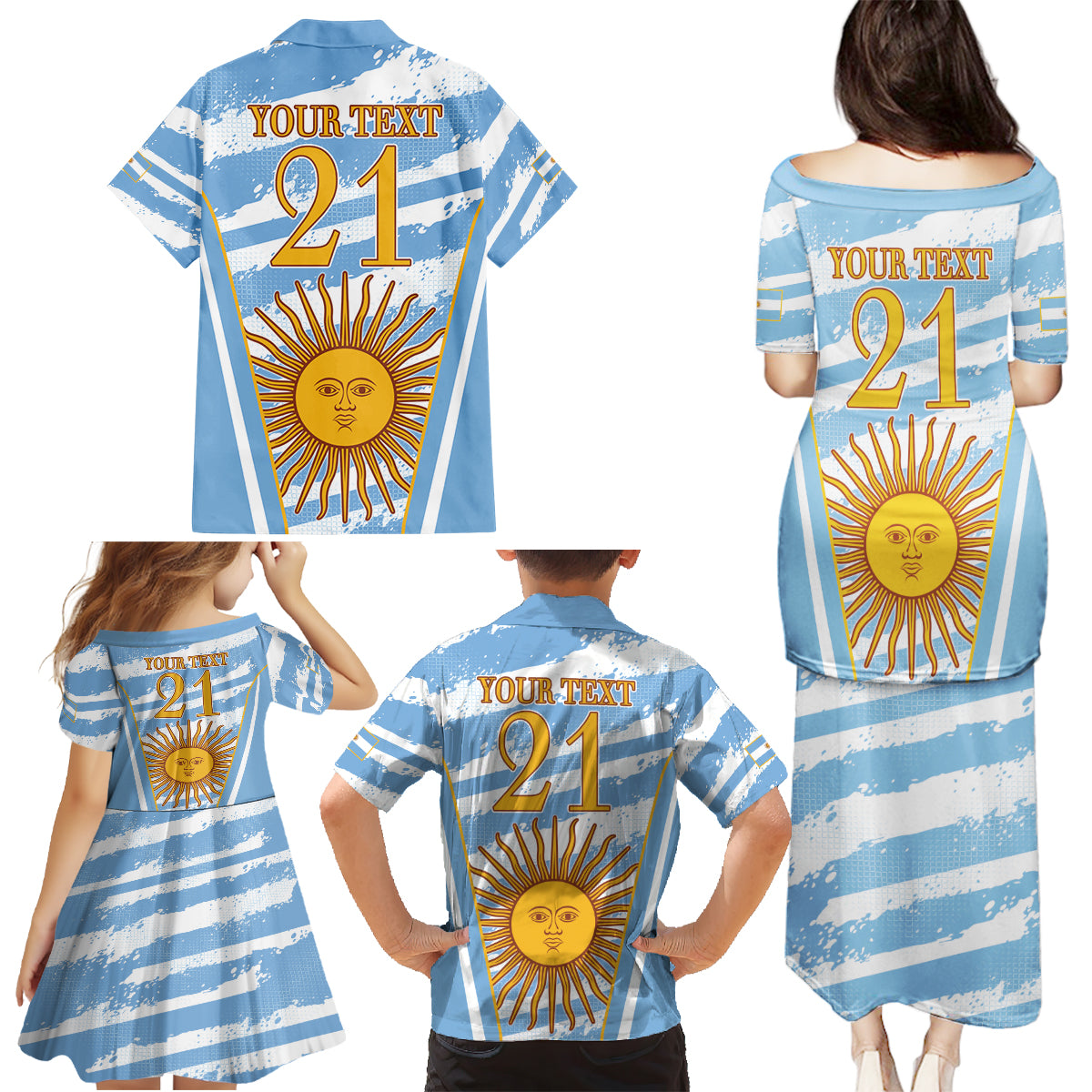 Custom Vamos Argentina Family Matching Puletasi and Hawaiian Shirt The Pumas Rugby Mascot Sporty Version - Wonder Print Shop