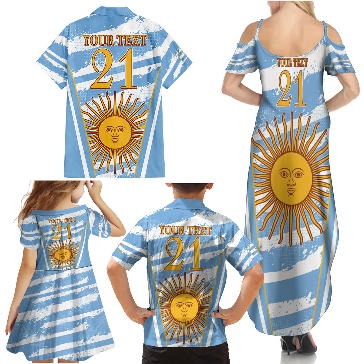 Custom Vamos Argentina Family Matching Summer Maxi Dress and Hawaiian Shirt The Pumas Rugby Mascot Sporty Version - Wonder Print Shop