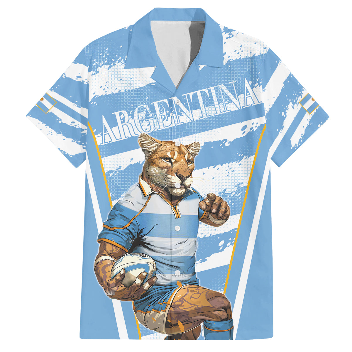 Custom Vamos Argentina Family Matching Tank Maxi Dress and Hawaiian Shirt The Pumas Rugby Mascot Sporty Version - Wonder Print Shop