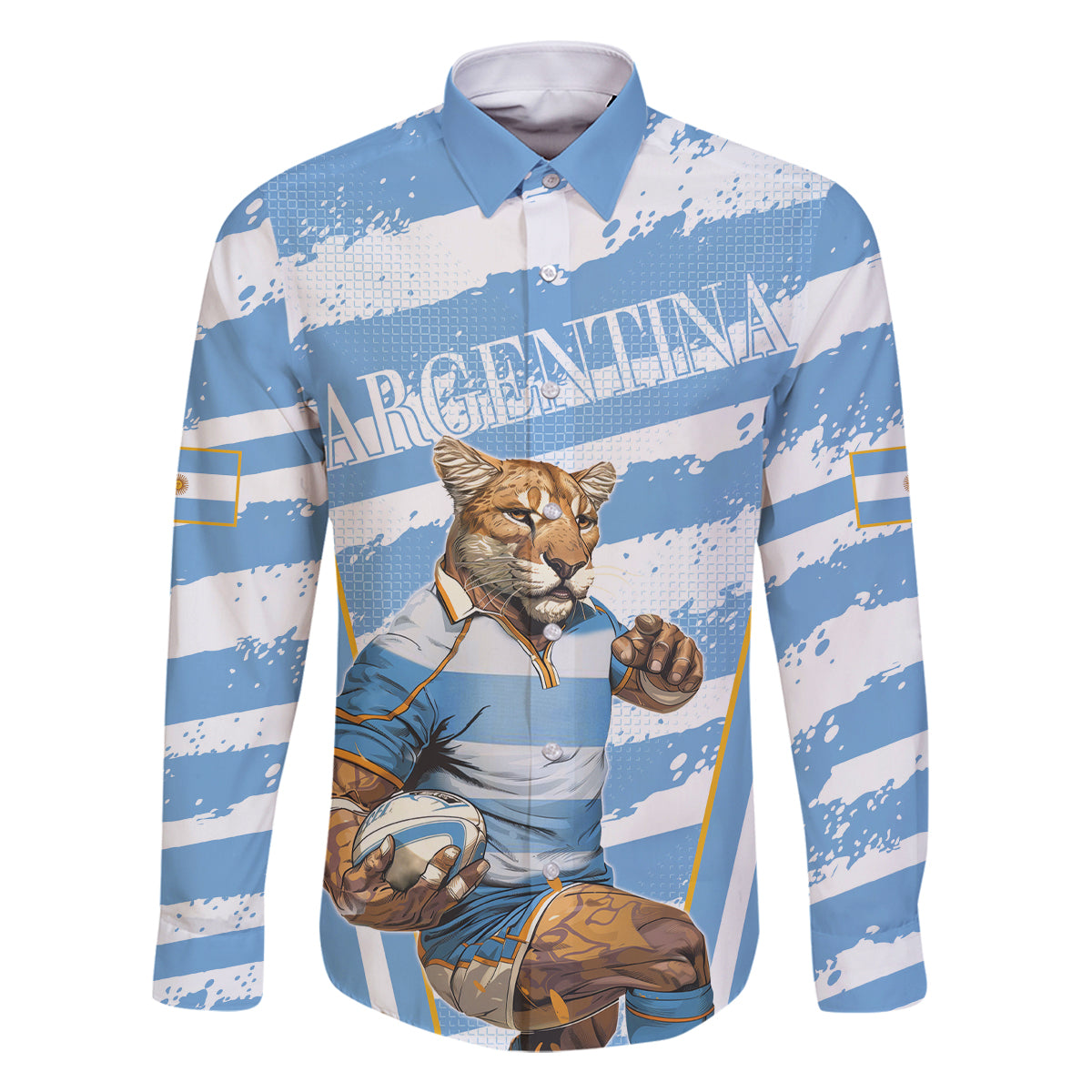Custom Vamos Argentina Family Matching Tank Maxi Dress and Hawaiian Shirt The Pumas Rugby Mascot Sporty Version - Wonder Print Shop