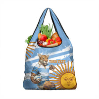 Custom Vamos Argentina Grocery Bag The Pumas Rugby Mascot Sporty Version