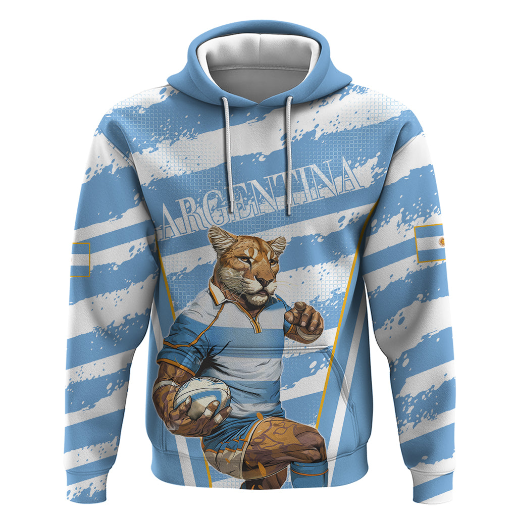 Custom Vamos Argentina Hoodie The Pumas Rugby Mascot Sporty Version