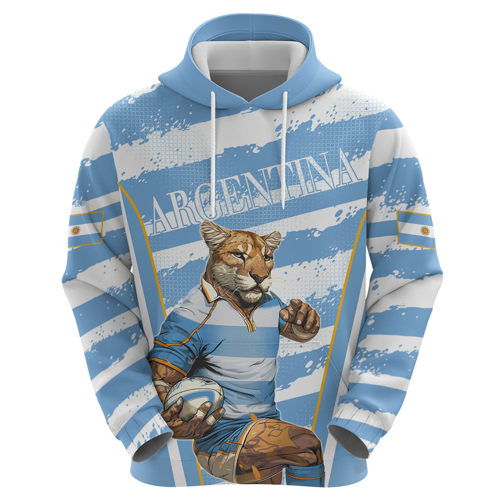 Custom Vamos Argentina Hoodie The Pumas Rugby Mascot Sporty Version - Wonder Print Shop