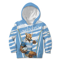 Custom Vamos Argentina Kid Hoodie The Pumas Rugby Mascot Sporty Version - Wonder Print Shop