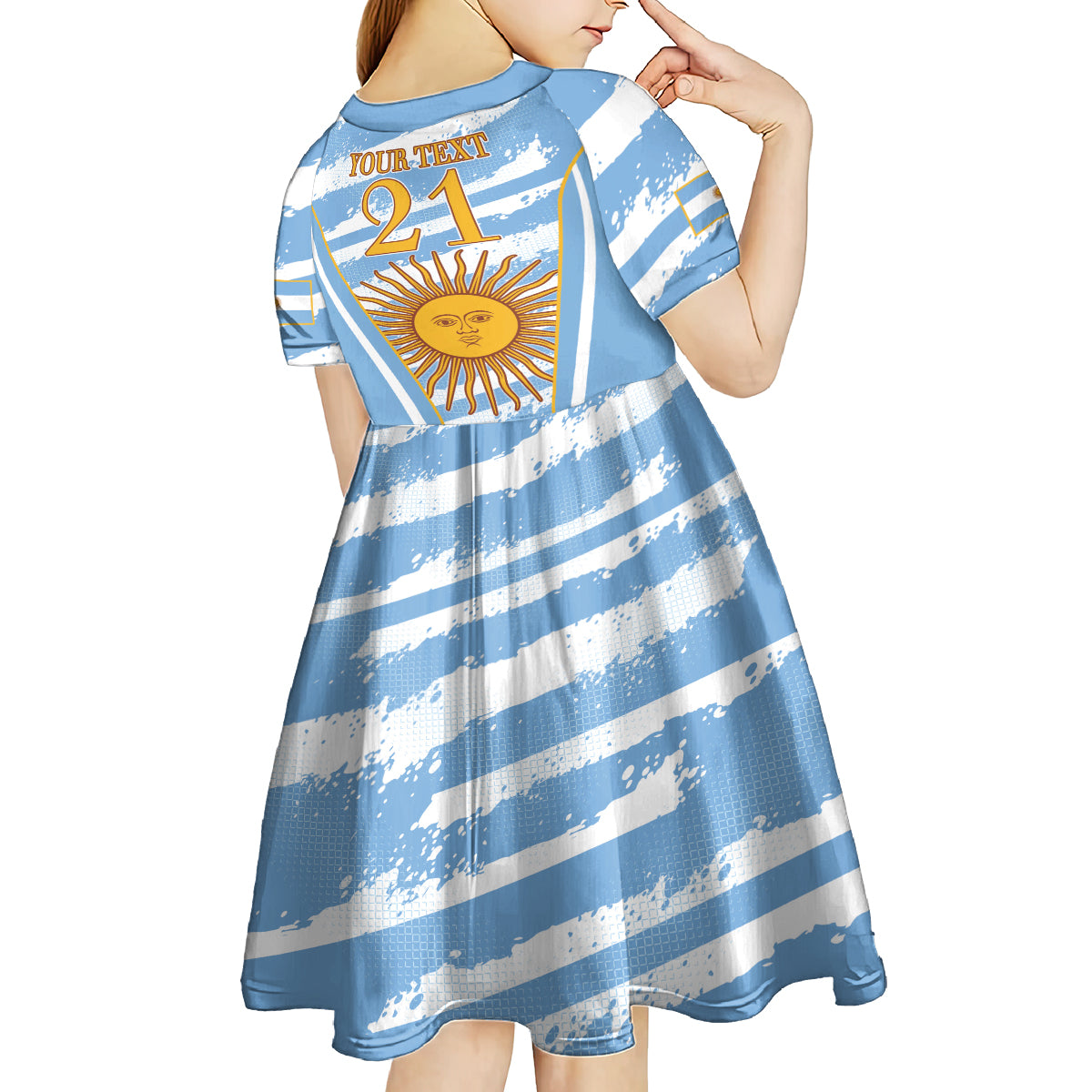 Custom Vamos Argentina Kid Short Sleeve Dress The Pumas Rugby Mascot Sporty Version - Wonder Print Shop
