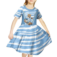 Custom Vamos Argentina Kid Short Sleeve Dress The Pumas Rugby Mascot Sporty Version - Wonder Print Shop