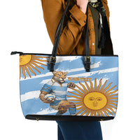 Custom Vamos Argentina Leather Tote Bag The Pumas Rugby Mascot Sporty Version - Wonder Print Shop