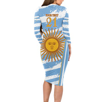 Custom Vamos Argentina Long Sleeve Bodycon Dress The Pumas Rugby Mascot Sporty Version - Wonder Print Shop