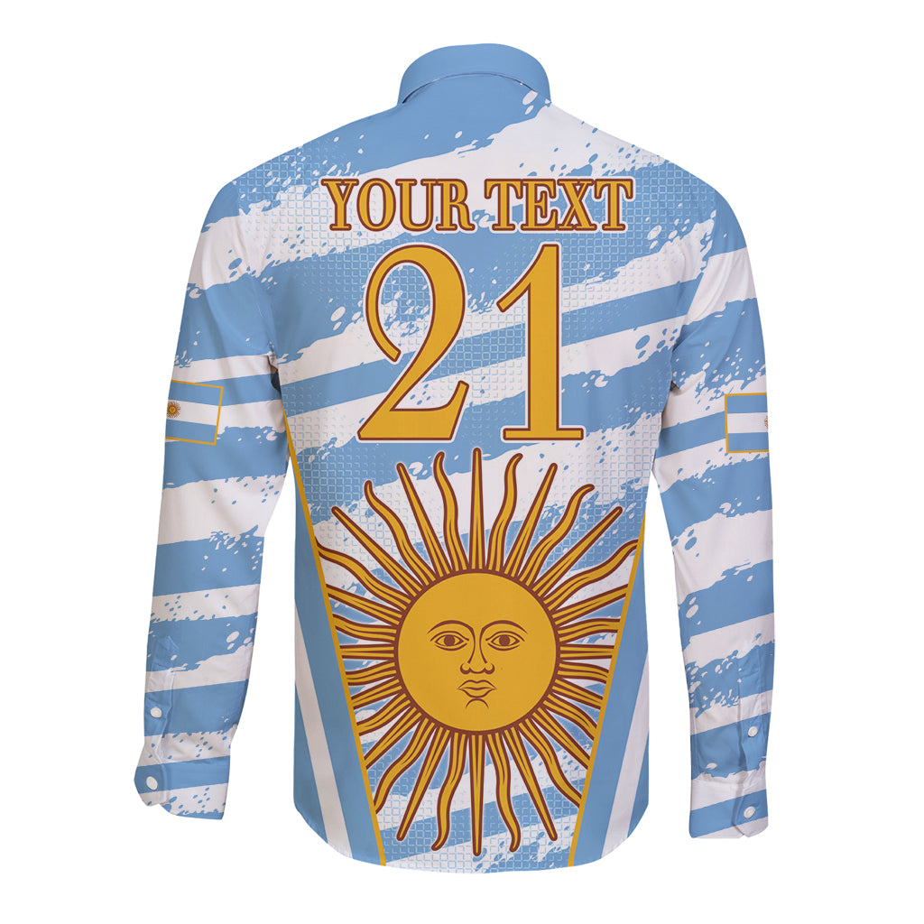 Custom Vamos Argentina Long Sleeve Button Shirt The Pumas Rugby Mascot Sporty Version - Wonder Print Shop