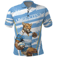 Custom Vamos Argentina Polo Shirt The Pumas Rugby Mascot Sporty Version - Wonder Print Shop