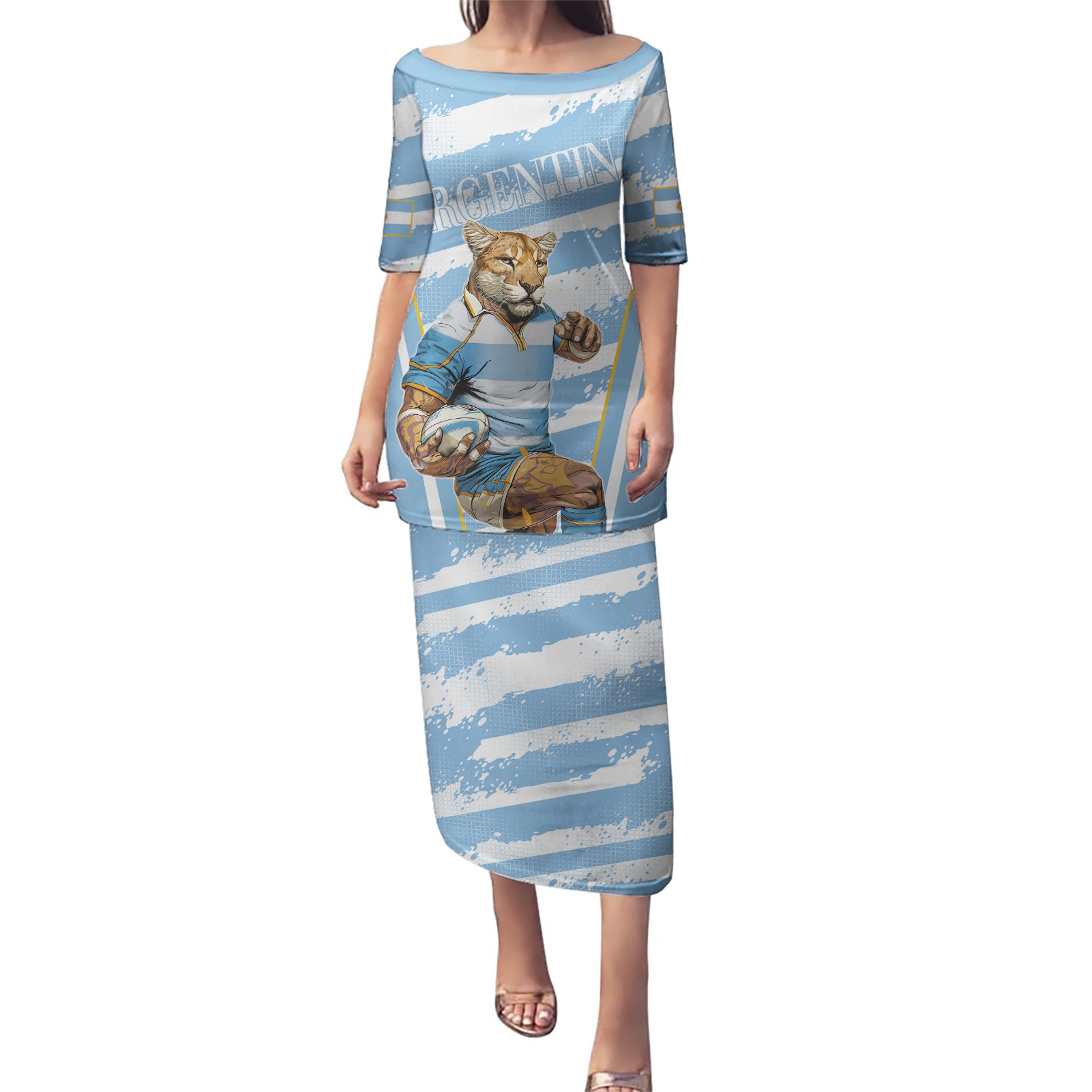 Custom Vamos Argentina Puletasi The Pumas Rugby Mascot Sporty Version - Wonder Print Shop