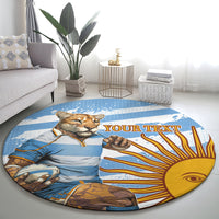 Custom Vamos Argentina Round Carpet The Pumas Rugby Mascot Sporty Version