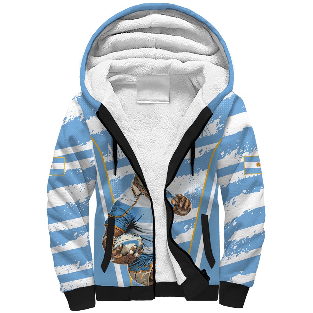 Custom Vamos Argentina Sherpa Hoodie The Pumas Rugby Mascot Sporty Version - Wonder Print Shop