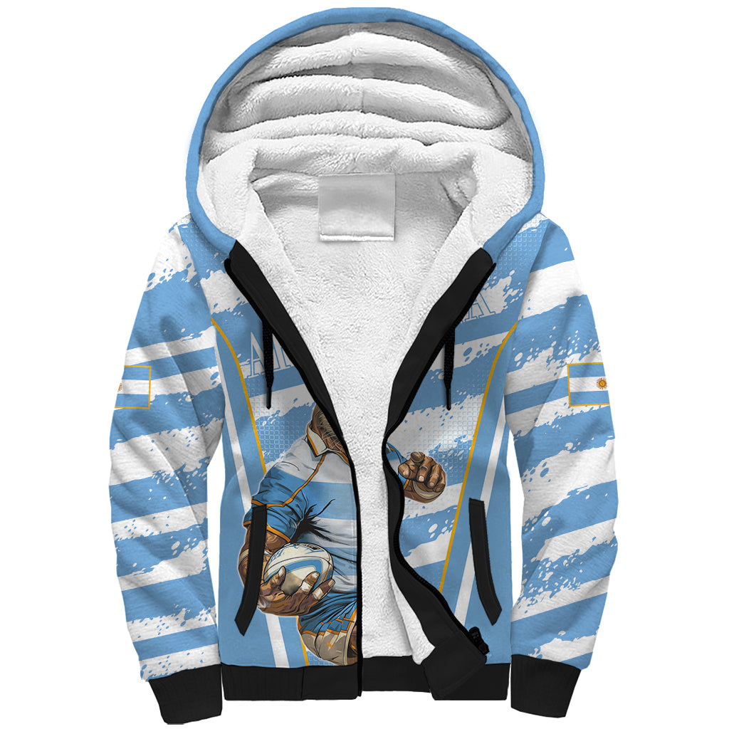 Custom Vamos Argentina Sherpa Hoodie The Pumas Rugby Mascot Sporty Version - Wonder Print Shop