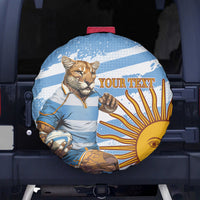 Custom Vamos Argentina Spare Tire Cover The Pumas Rugby Mascot Sporty Version - Wonder Print Shop