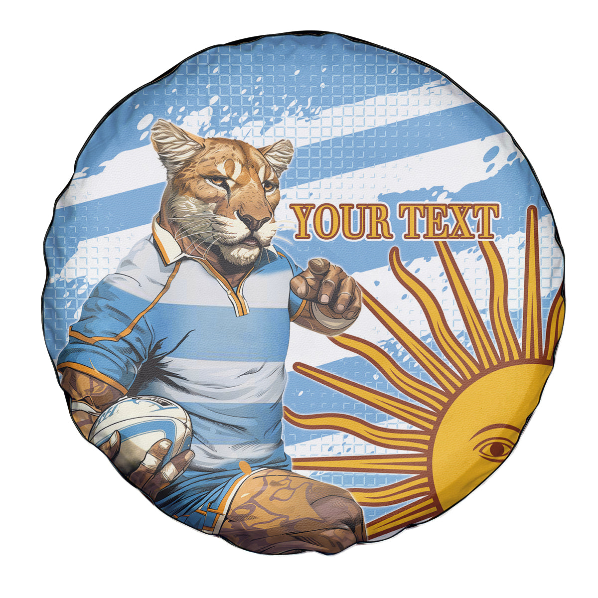 Custom Vamos Argentina Spare Tire Cover The Pumas Rugby Mascot Sporty Version - Wonder Print Shop