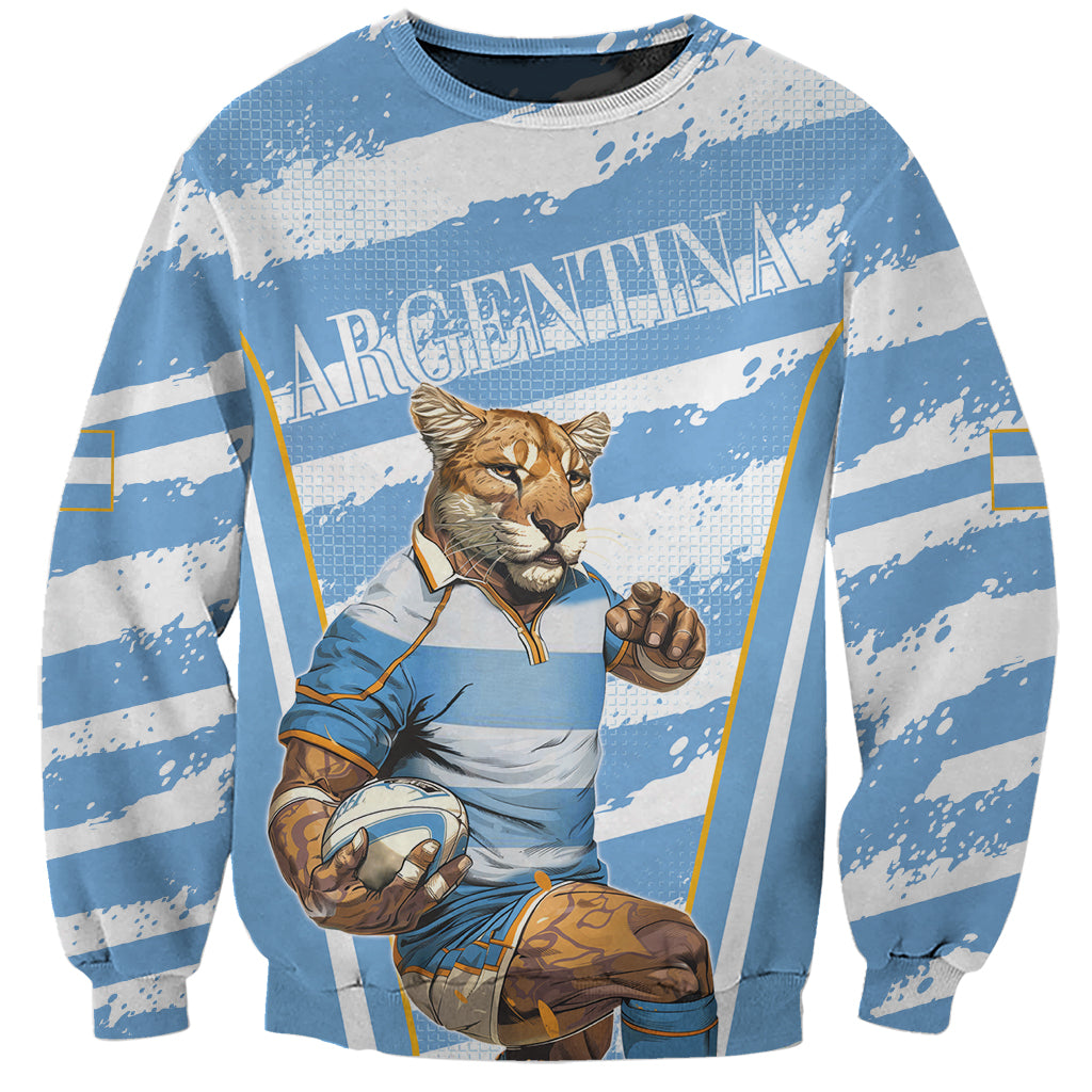 Custom Vamos Argentina Sweatshirt The Pumas Rugby Mascot Sporty Version - Wonder Print Shop