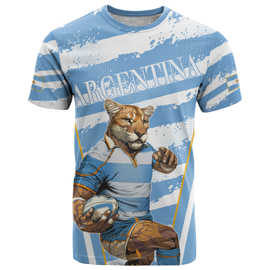 Custom Vamos Argentina T Shirt The Pumas Rugby Mascot Sporty Version - Wonder Print Shop