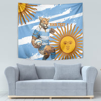 Custom Vamos Argentina Tapestry The Pumas Rugby Mascot Sporty Version - Wonder Print Shop