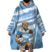 Custom Vamos Argentina Wearable Blanket Hoodie The Pumas Rugby Mascot Sporty Version - Wonder Print Shop