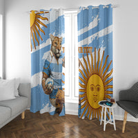 Custom Vamos Argentina Window Curtain The Pumas Rugby Mascot Sporty Version - Wonder Print Shop