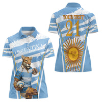 Custom Vamos Argentina Women Polo Shirt The Pumas Rugby Mascot Sporty Version - Wonder Print Shop