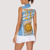 Custom Vamos Argentina Women Sleeveless Polo Shirt The Pumas Rugby Mascot Sporty Version - Wonder Print Shop