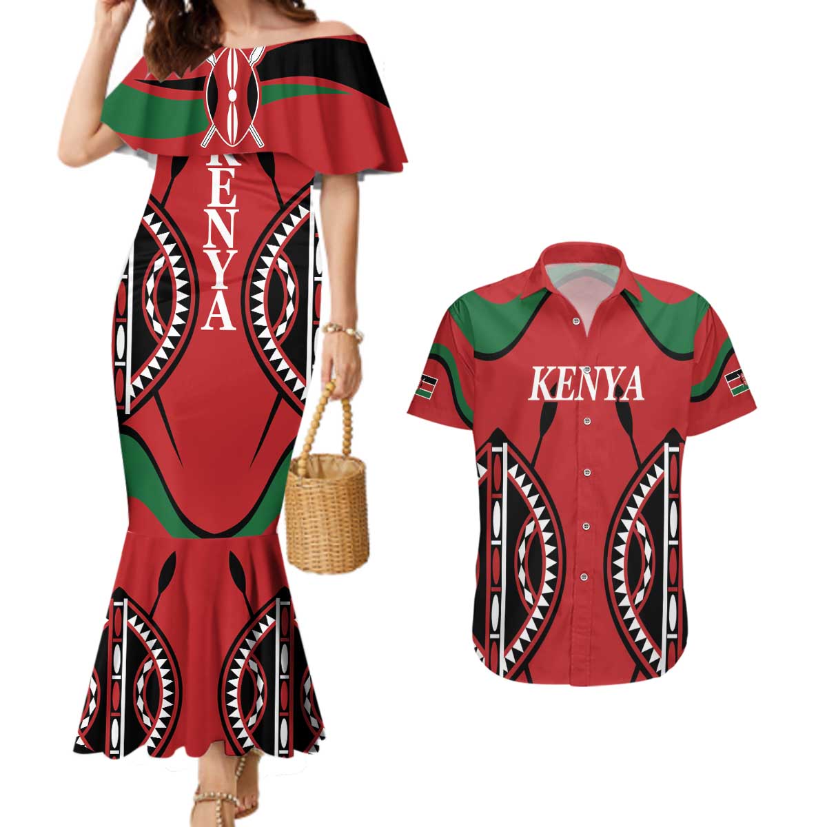 Custom Kenya Rugby Couples Matching Mermaid Dress and Hawaiian Shirt Summer Paris 2024 LT9 - Wonder Print Shop