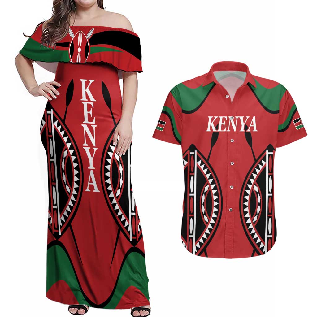 Custom Kenya Rugby Couples Matching Off Shoulder Maxi Dress and Hawaiian Shirt Summer Paris 2024 LT9 - Wonder Print Shop