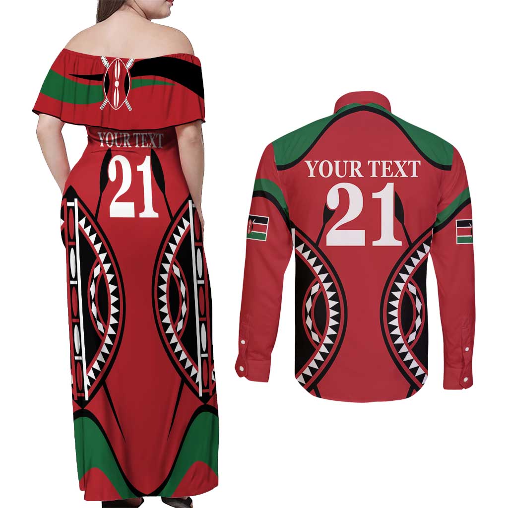 Custom Kenya Rugby Couples Matching Off Shoulder Maxi Dress and Long Sleeve Button Shirt Summer Paris 2024 LT9 - Wonder Print Shop