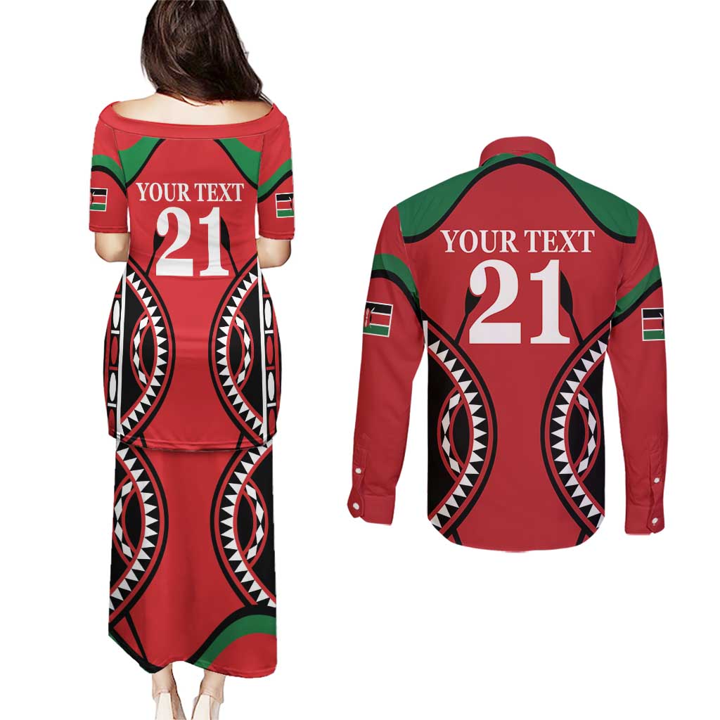 Custom Kenya Rugby Couples Matching Puletasi and Long Sleeve Button Shirt Summer Paris 2024 LT9 - Wonder Print Shop